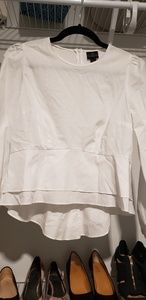 Worthington white high low peplum blouse petite s